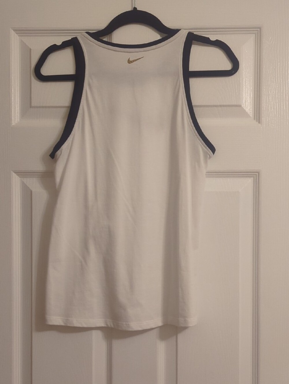 Nike White Performance Tank with Gold Swoosh and Black Trim - Picture 5 of 5